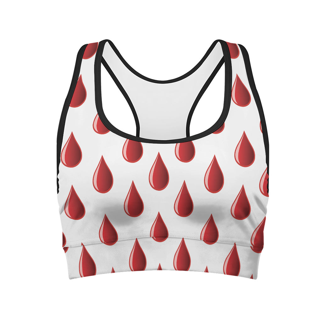 Red Blood Drop Pattern Print Women's Sports Bra
