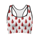 Red Blood Drop Pattern Print Women's Sports Bra