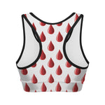Red Blood Drop Pattern Print Women's Sports Bra