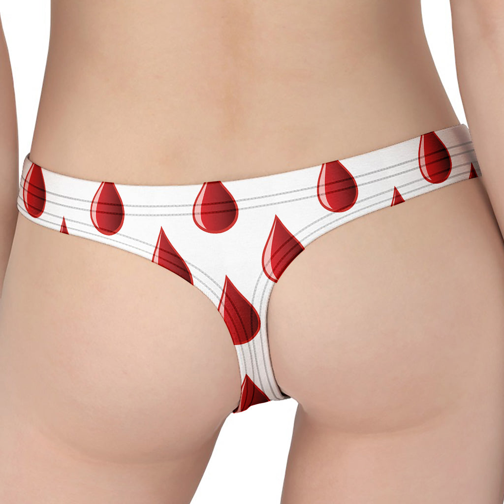 Red Blood Drop Pattern Print Women's Thong