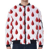 Red Blood Drop Pattern Print Zip Sleeve Bomber Jacket