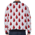 Red Blood Drop Pattern Print Zip Sleeve Bomber Jacket