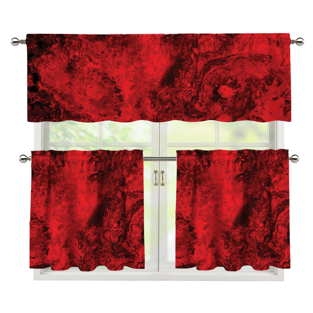 Red Blood Print 3 Piece Kitchen Curtains