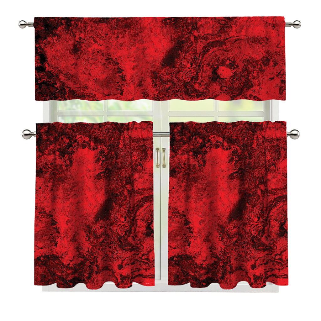 Red Blood Print 3 Piece Kitchen Curtains