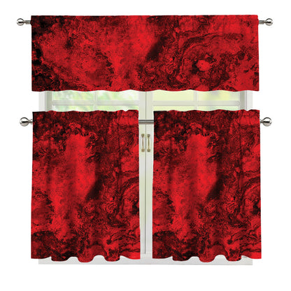 Red Blood Print 3 Piece Kitchen Curtains
