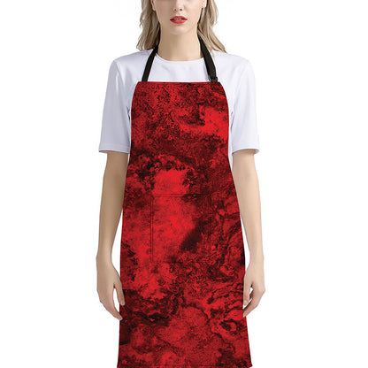 Red Blood Print Bib Apron With Pocket