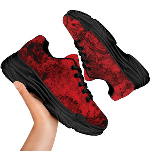 Red Blood Print Black Chunky Shoes