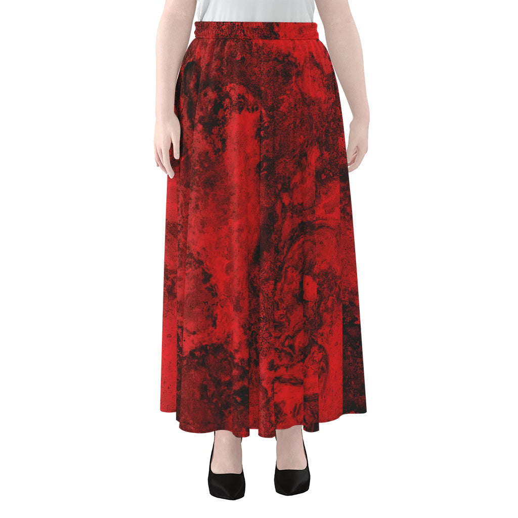 Red Blood Print Chiffon Maxi Skirt