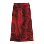 Red Blood Print Cotton Front Slit Maxi Skirt