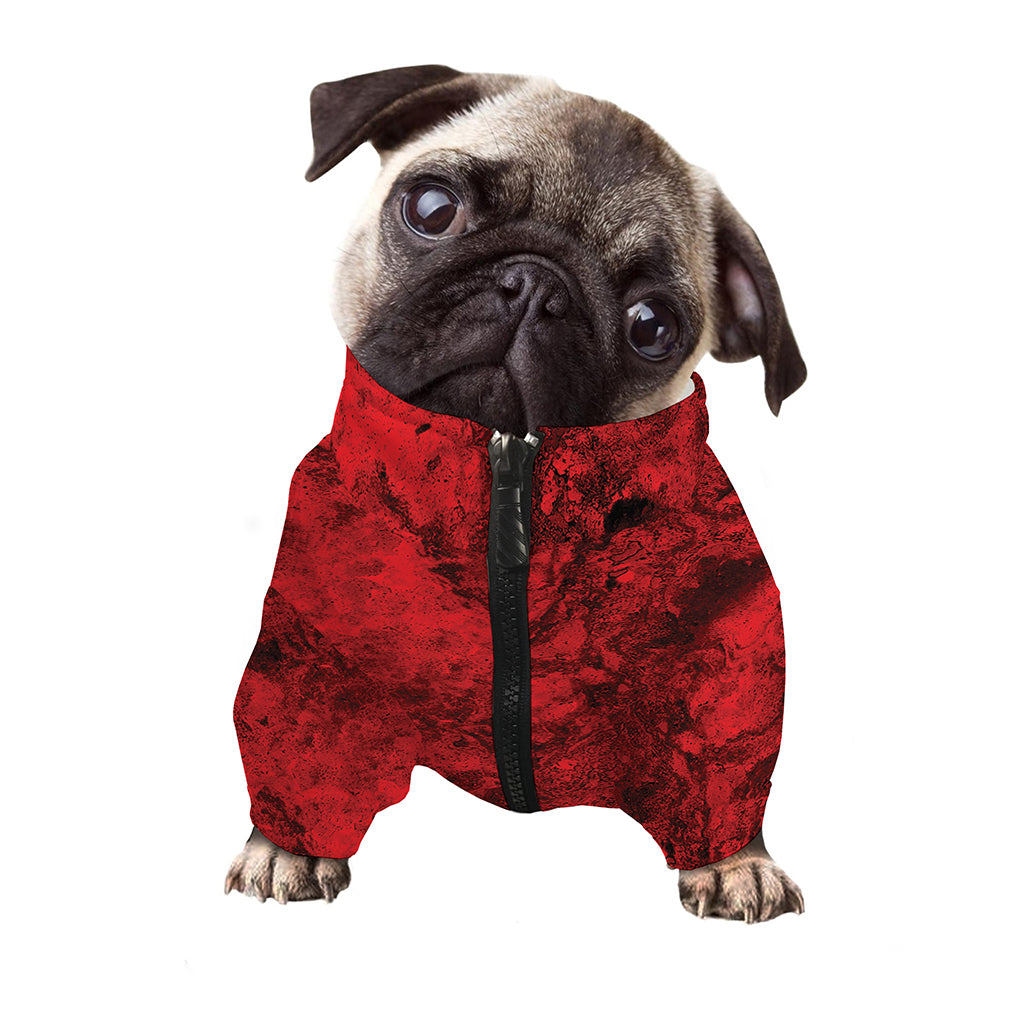 Red Blood Print Dog Zip Up Jacket