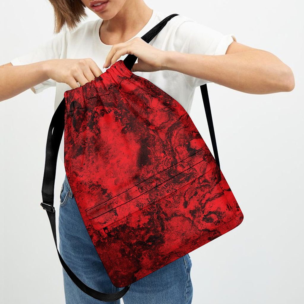 Red Blood Print Drawstring Backpack