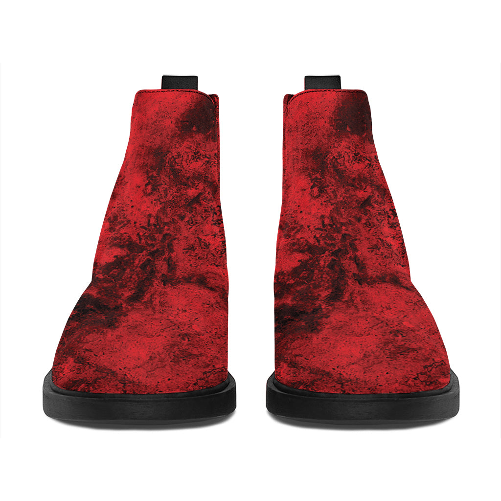 Red Blood Print Flat Ankle Boots