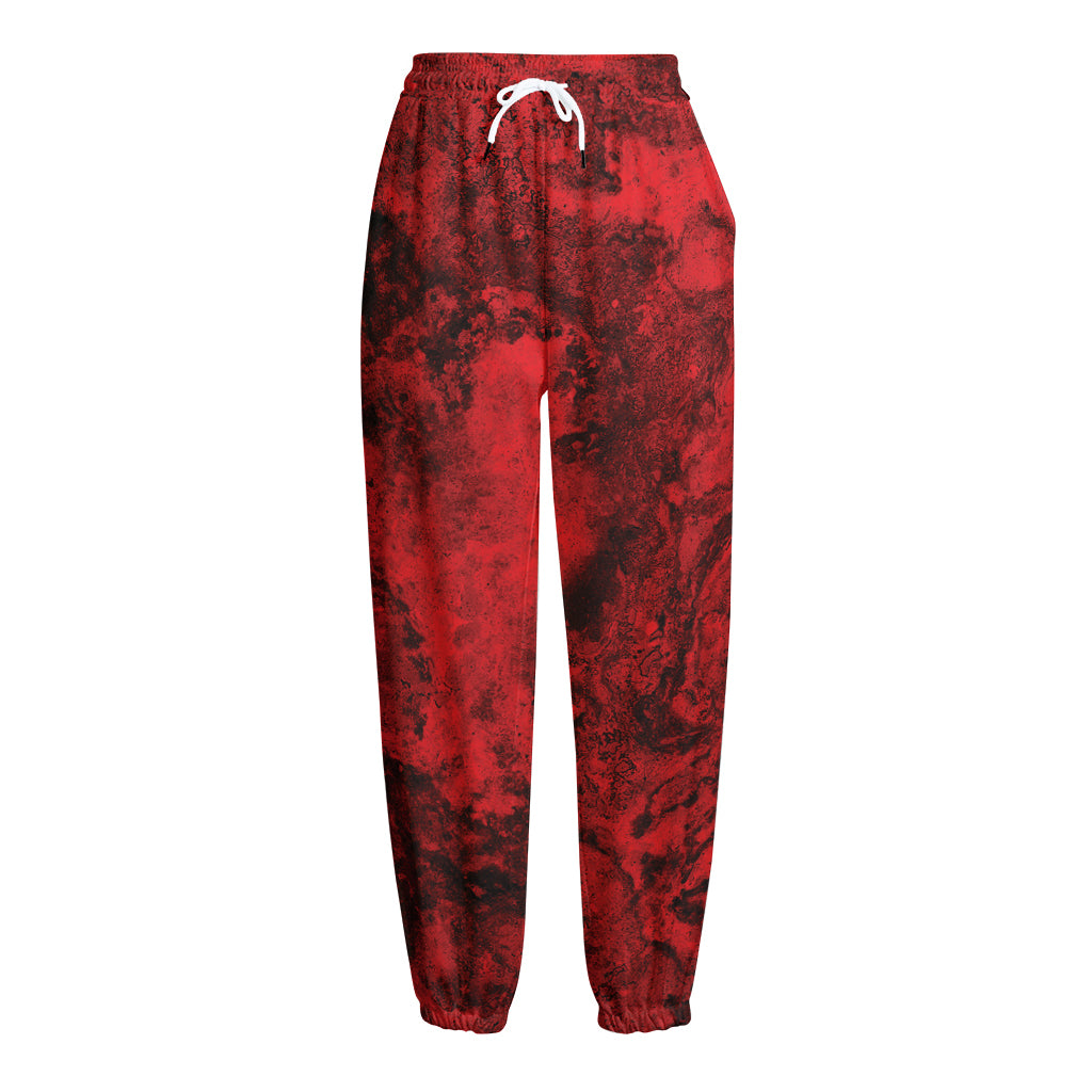 Red Blood Print Fleece Lined Knit Pants