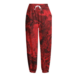 Red Blood Print Fleece Lined Knit Pants