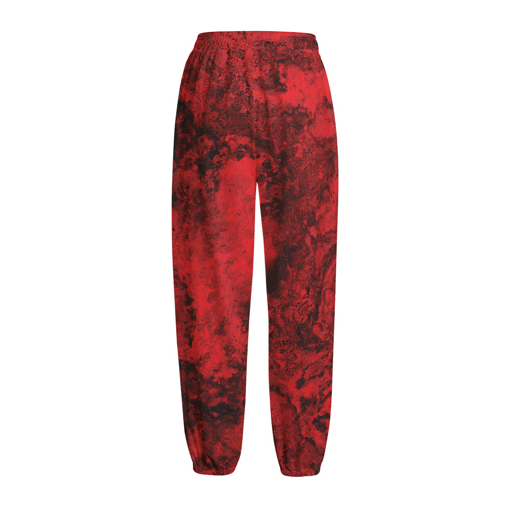 Red Blood Print Fleece Lined Knit Pants