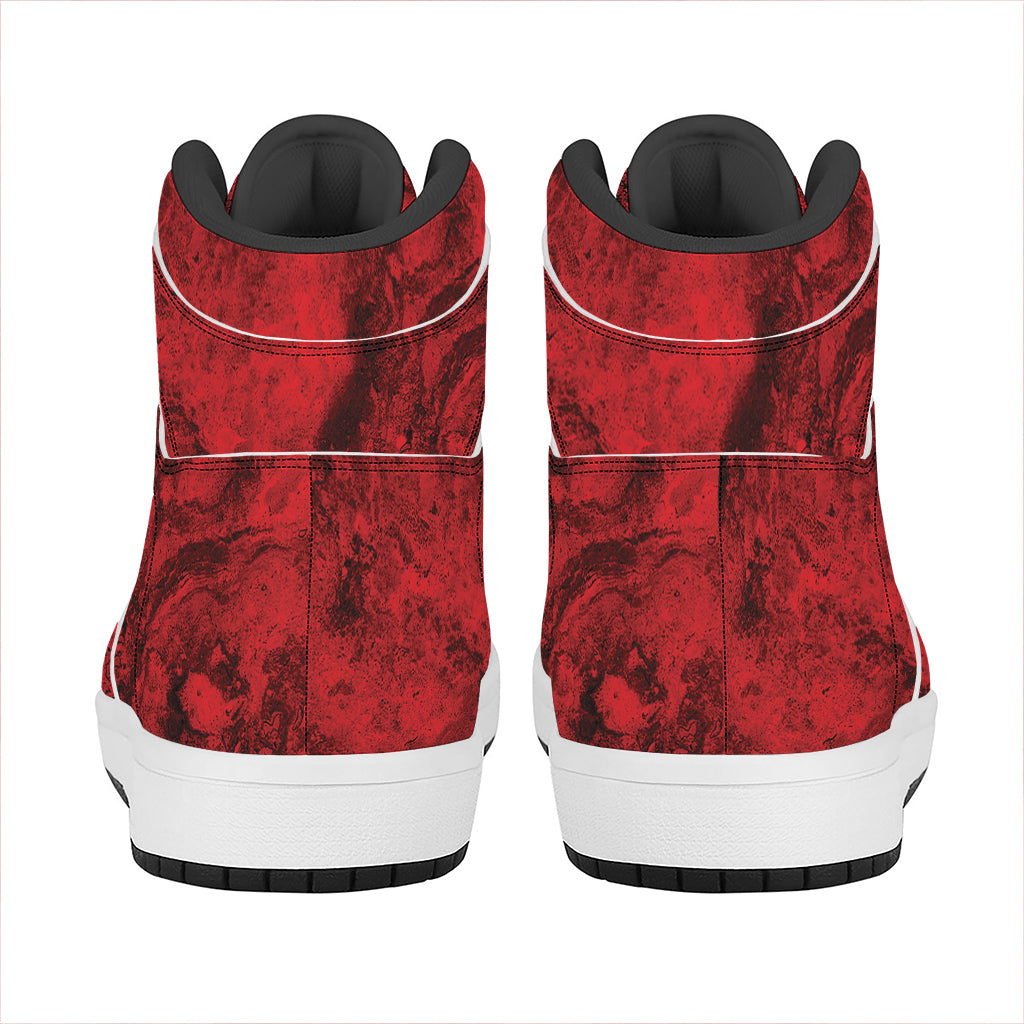 Red Blood Print High Top Leather Sneakers