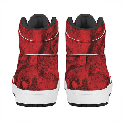 Red Blood Print High Top Leather Sneakers