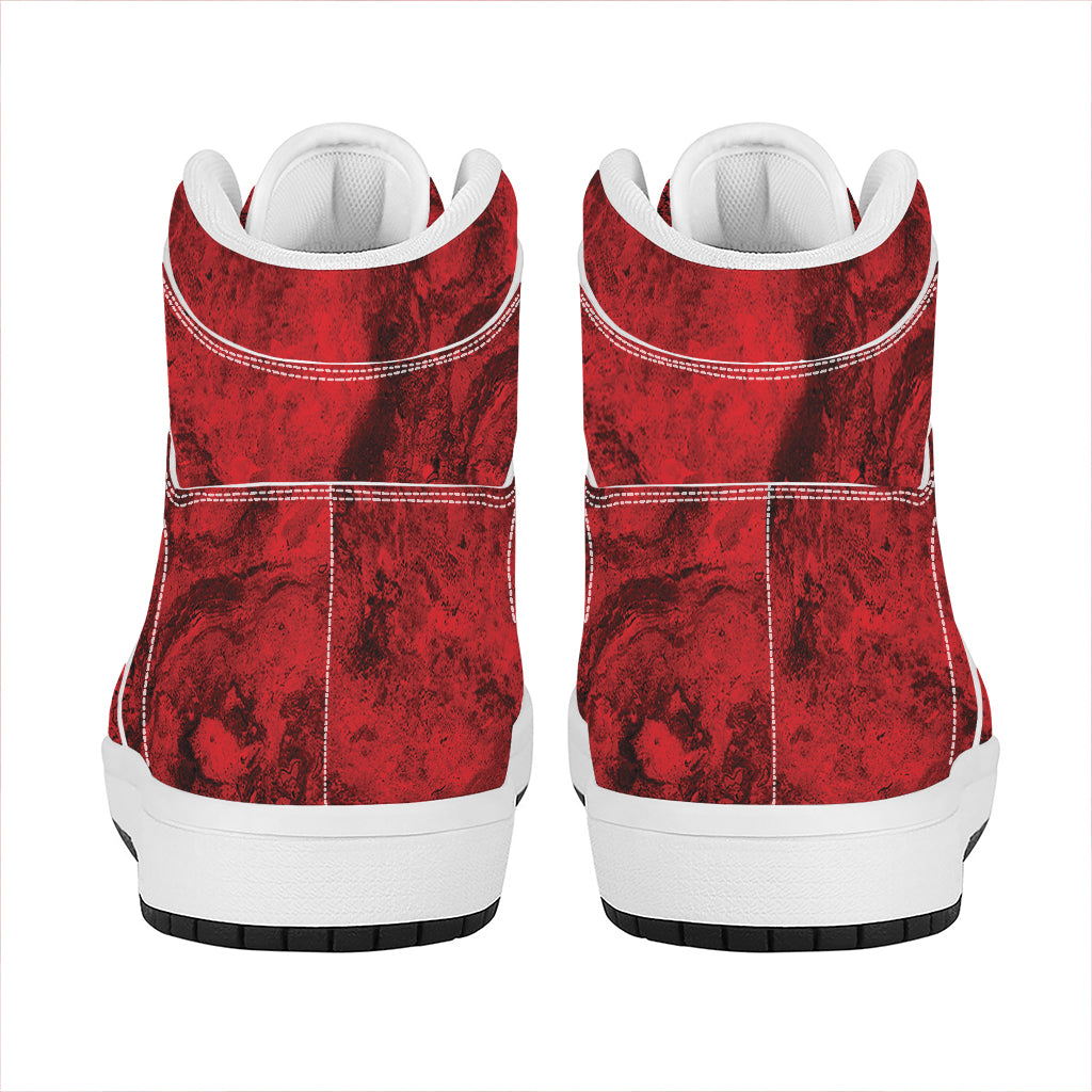 Red Blood Print High Top Leather Sneakers