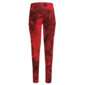 Red Blood Print High-Waisted Pocket Leggings