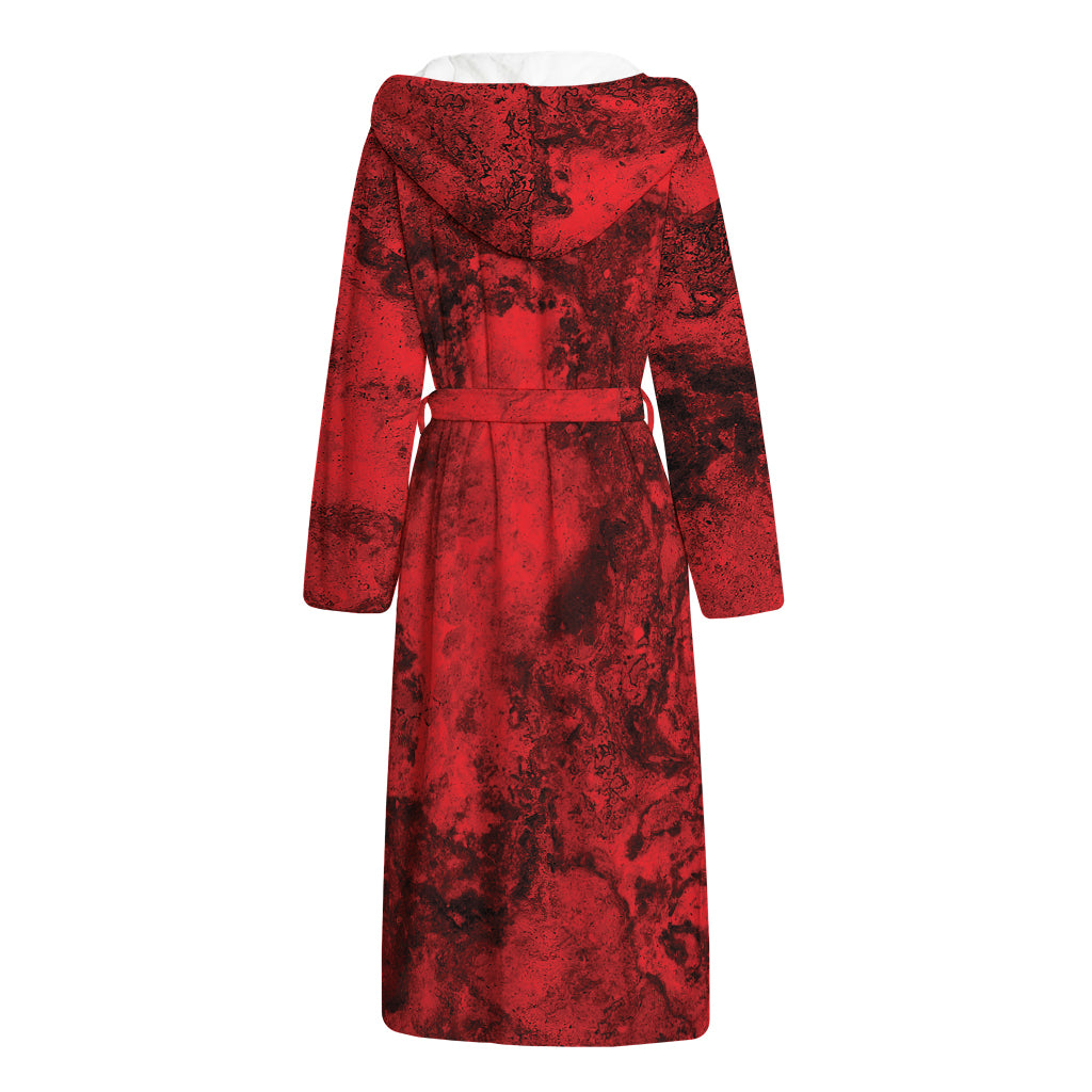 Red Blood Print Hooded Bathrobe