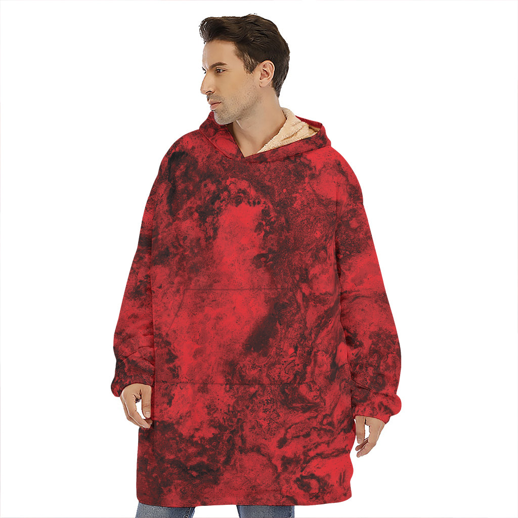 Red Blood Print Hoodie Blanket
