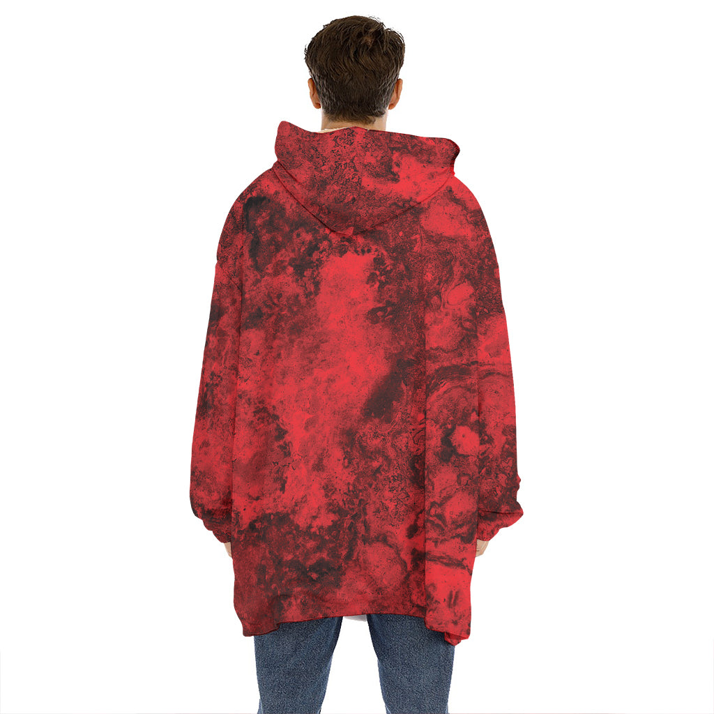 Red Blood Print Hoodie Blanket