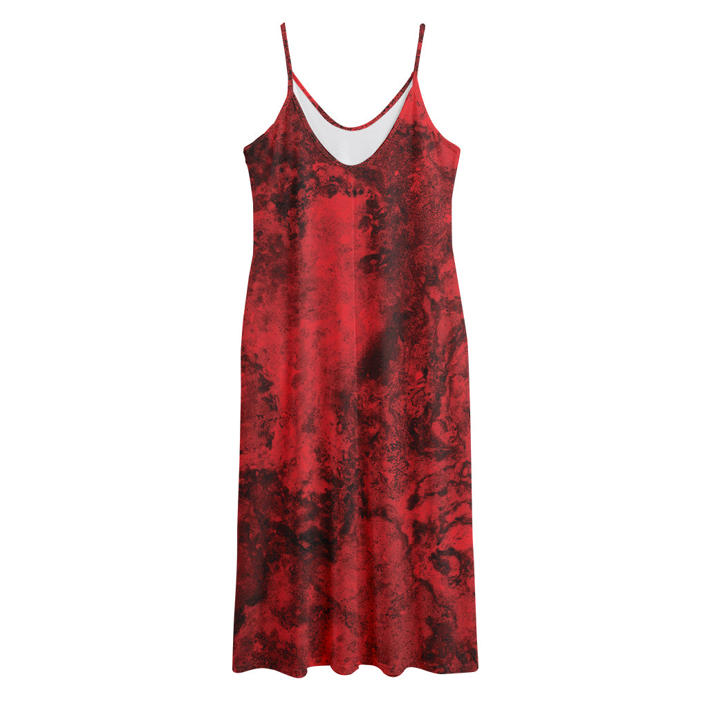 Red Blood Print Jersey Midi Cami Dress