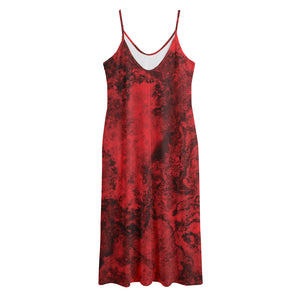 Red Blood Print Jersey Midi Cami Dress