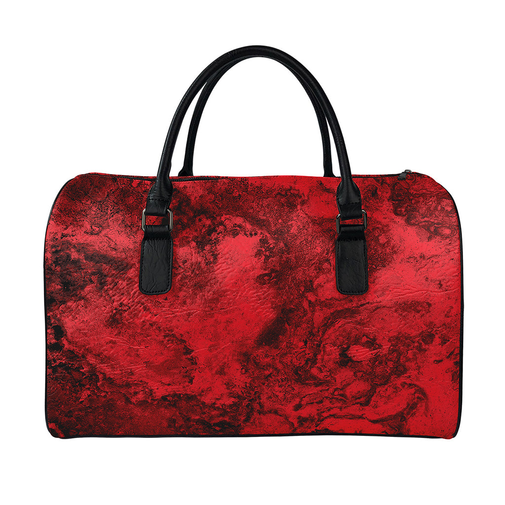 Red Blood Print Leather Duffle Bag