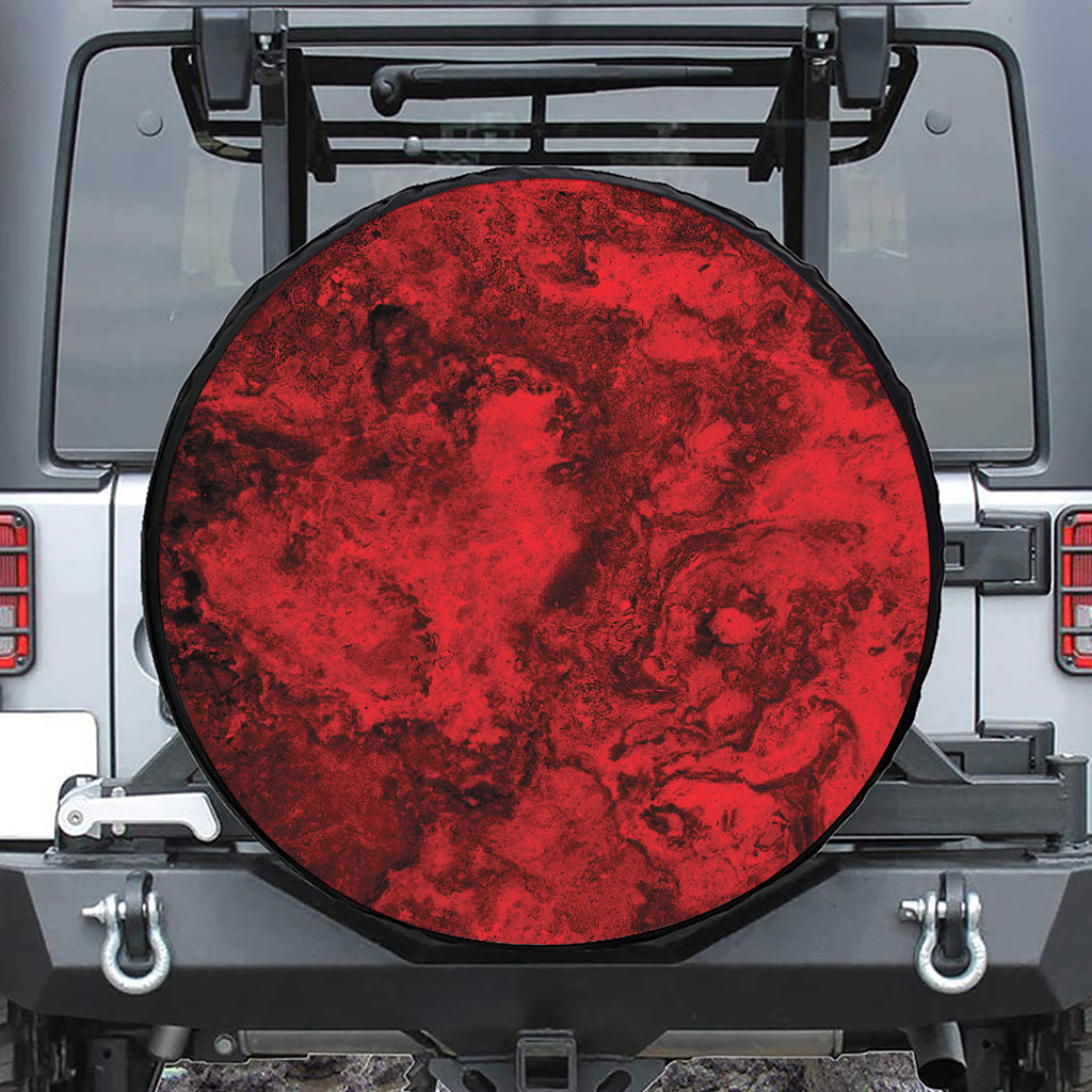 Red Blood Print Leather Spare Tire Cover