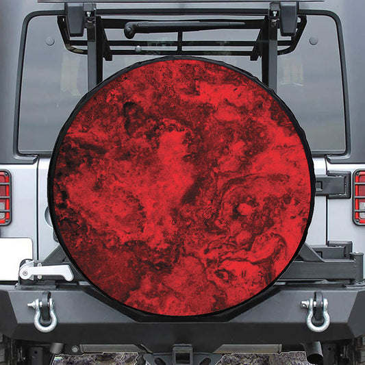 Red Blood Print Leather Spare Tire Cover