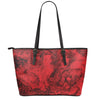 Red Blood Print Leather Tote Bag