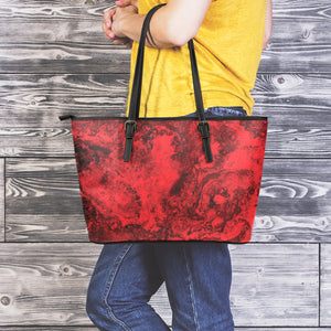 Red Blood Print Leather Tote Bag