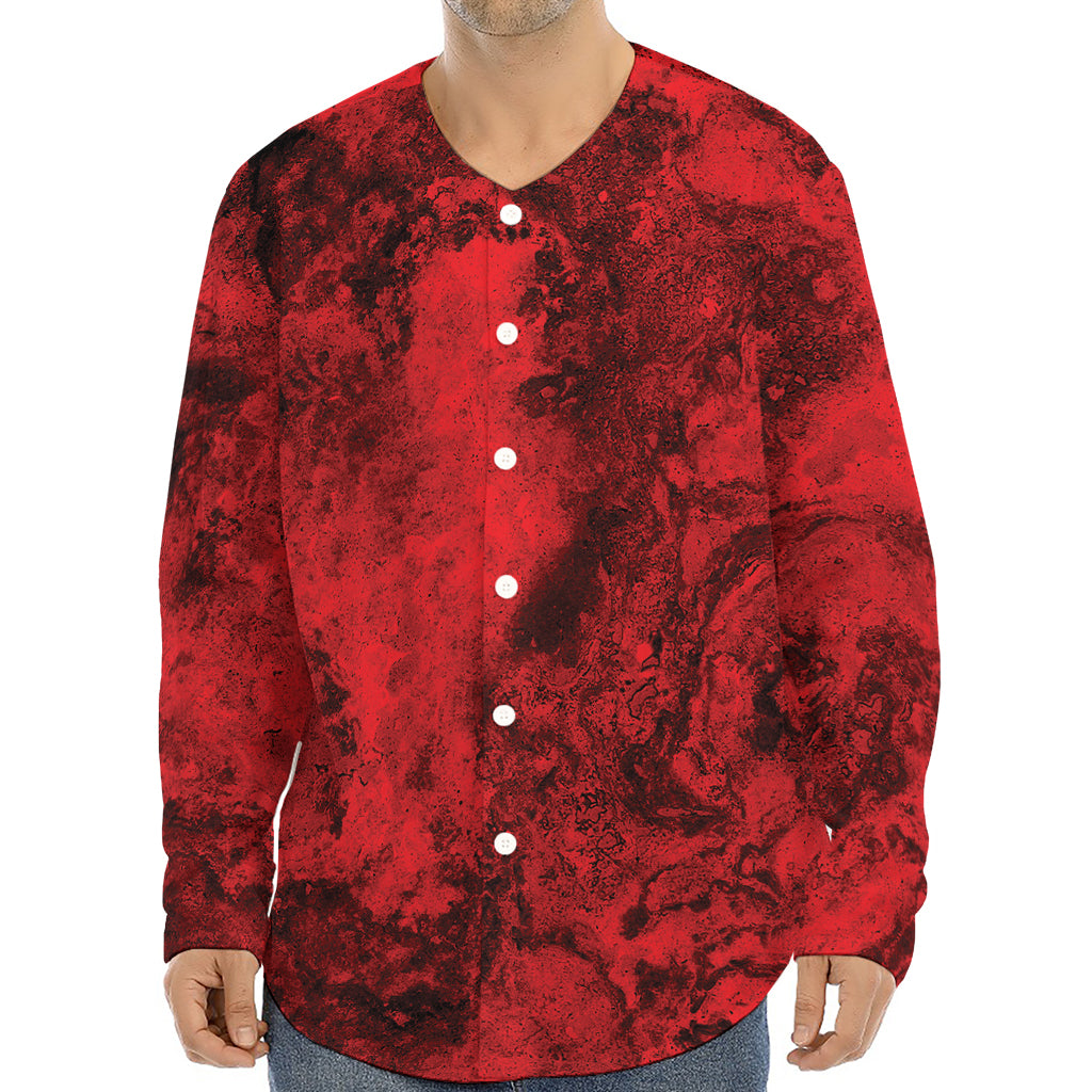 Red Blood Print Long Sleeve Baseball Jersey