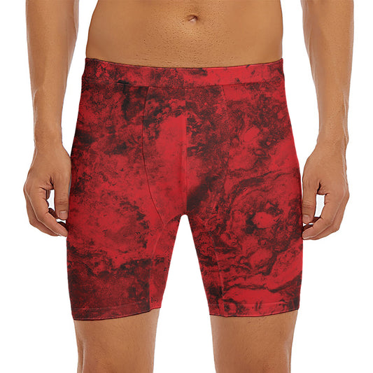 Red Blood Print Men's Long Boxer Briefs