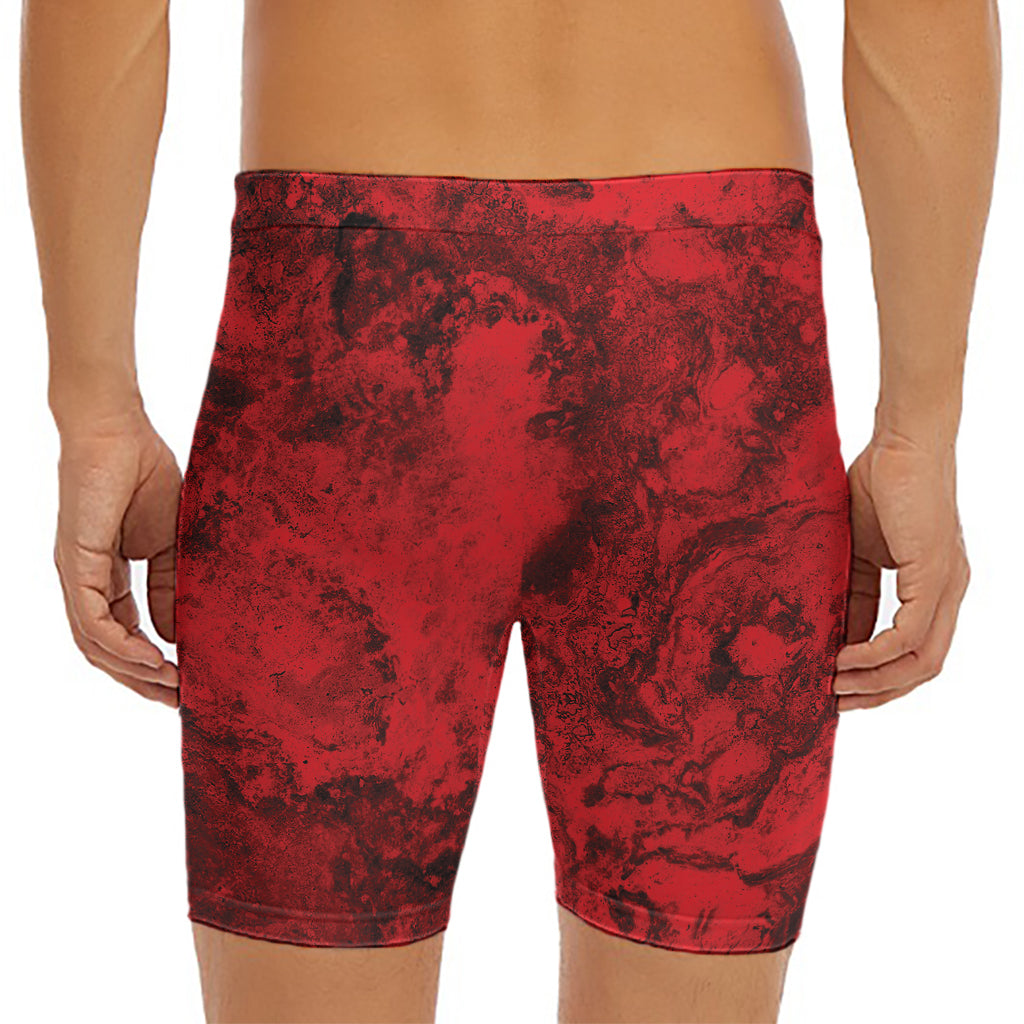 Red Blood Print Men's Long Boxer Briefs