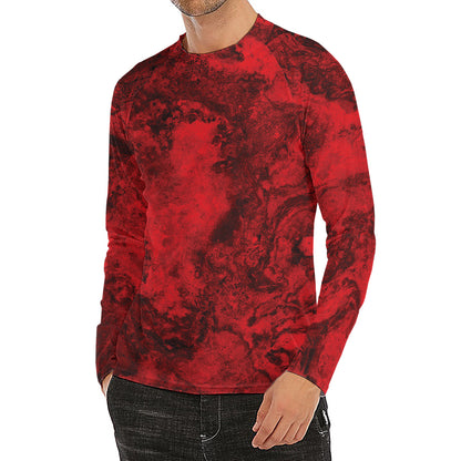 Red Blood Print Men's Long Sleeve Rash Guard
