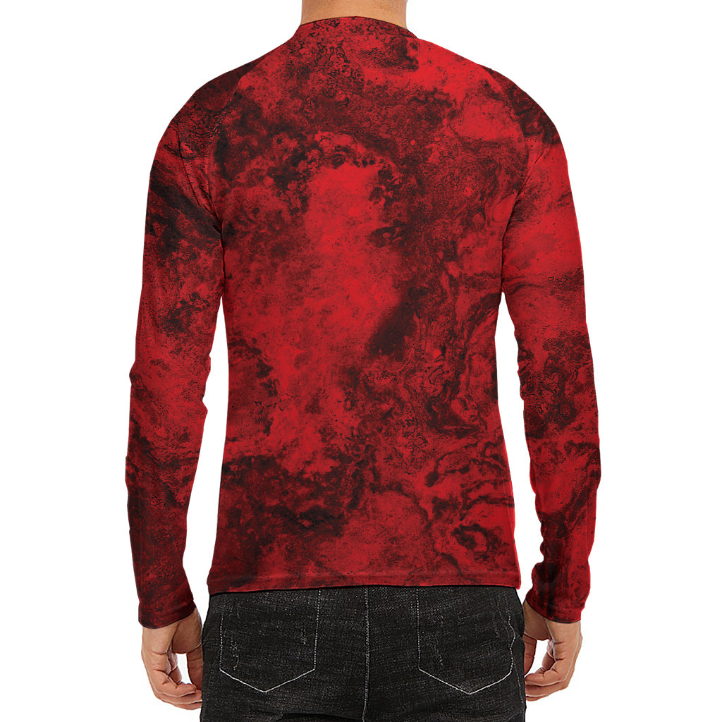 Red Blood Print Men's Long Sleeve Rash Guard