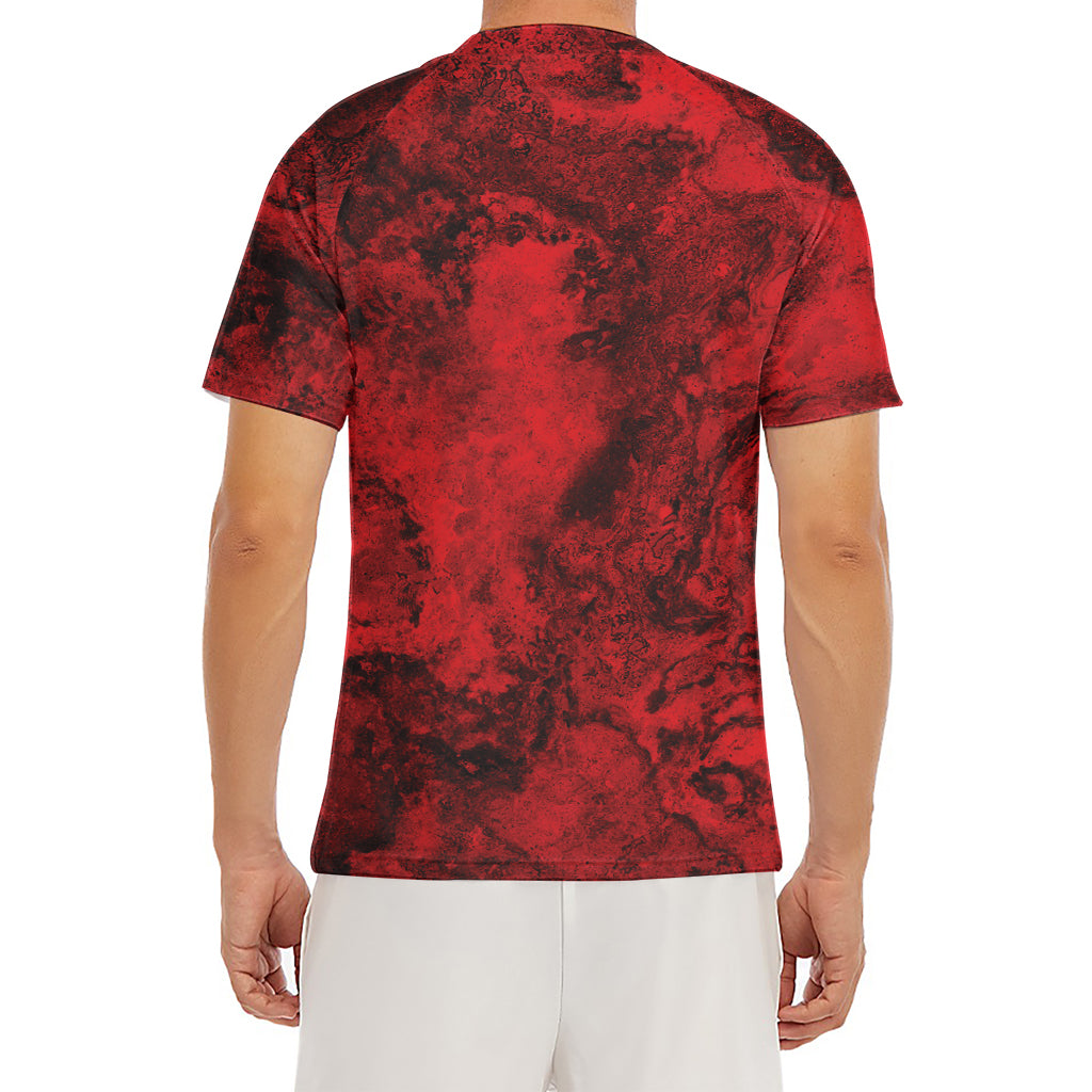 Red Blood Print Men's Short Sleeve Rash Guard