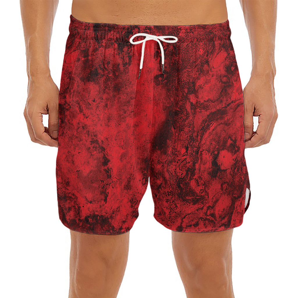 Red Blood Print Men's Split Running Shorts