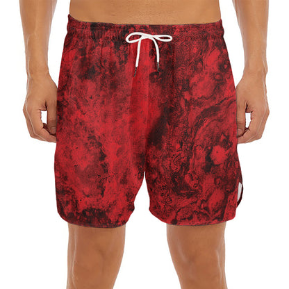 Red Blood Print Men's Split Running Shorts