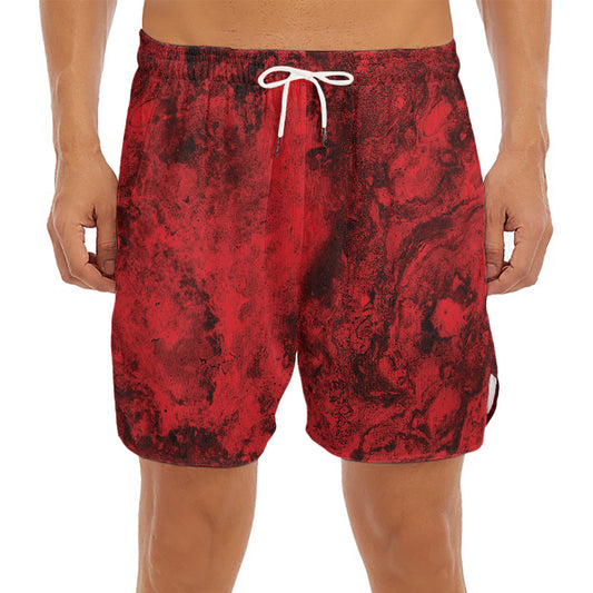 Red Blood Print Men's Split Running Shorts