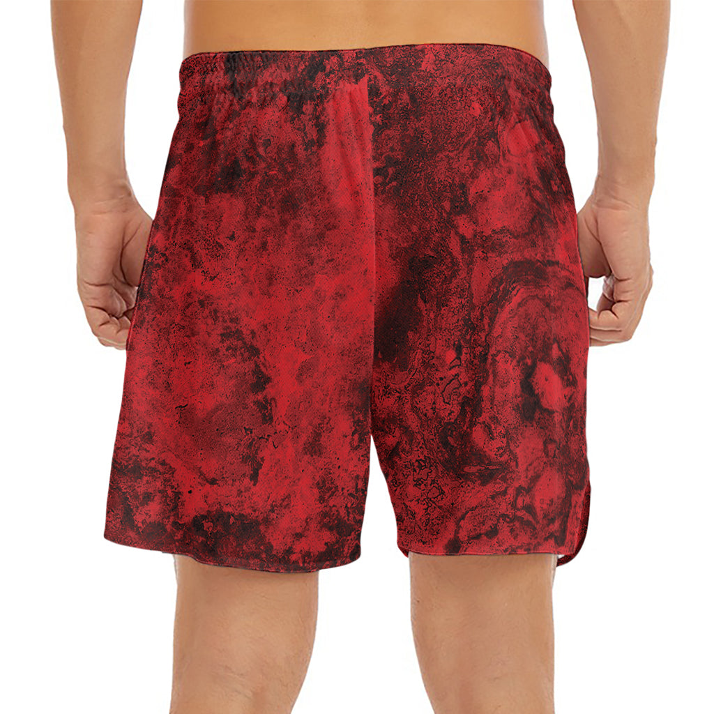 Red Blood Print Men's Split Running Shorts