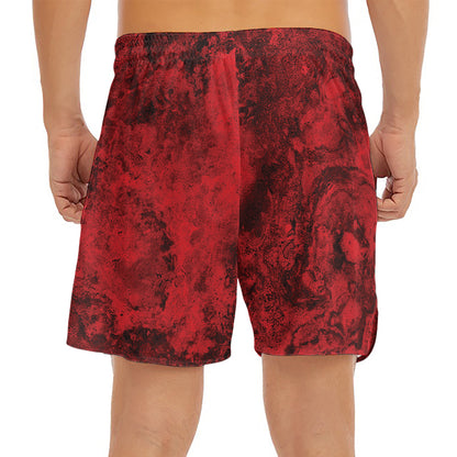Red Blood Print Men's Split Running Shorts