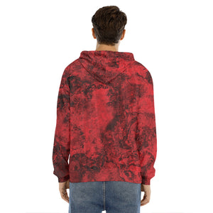 Red Blood Print Men's Velvet Pullover Hoodie