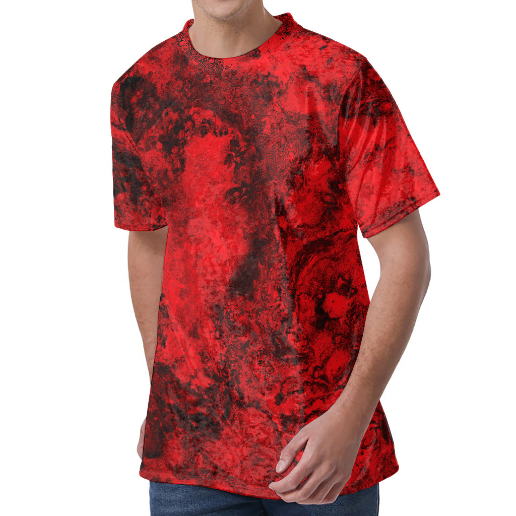 Red Blood Print Men's Velvet T-Shirt