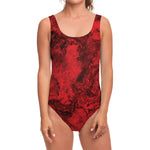 Red Blood Print One Piece Swimsuit