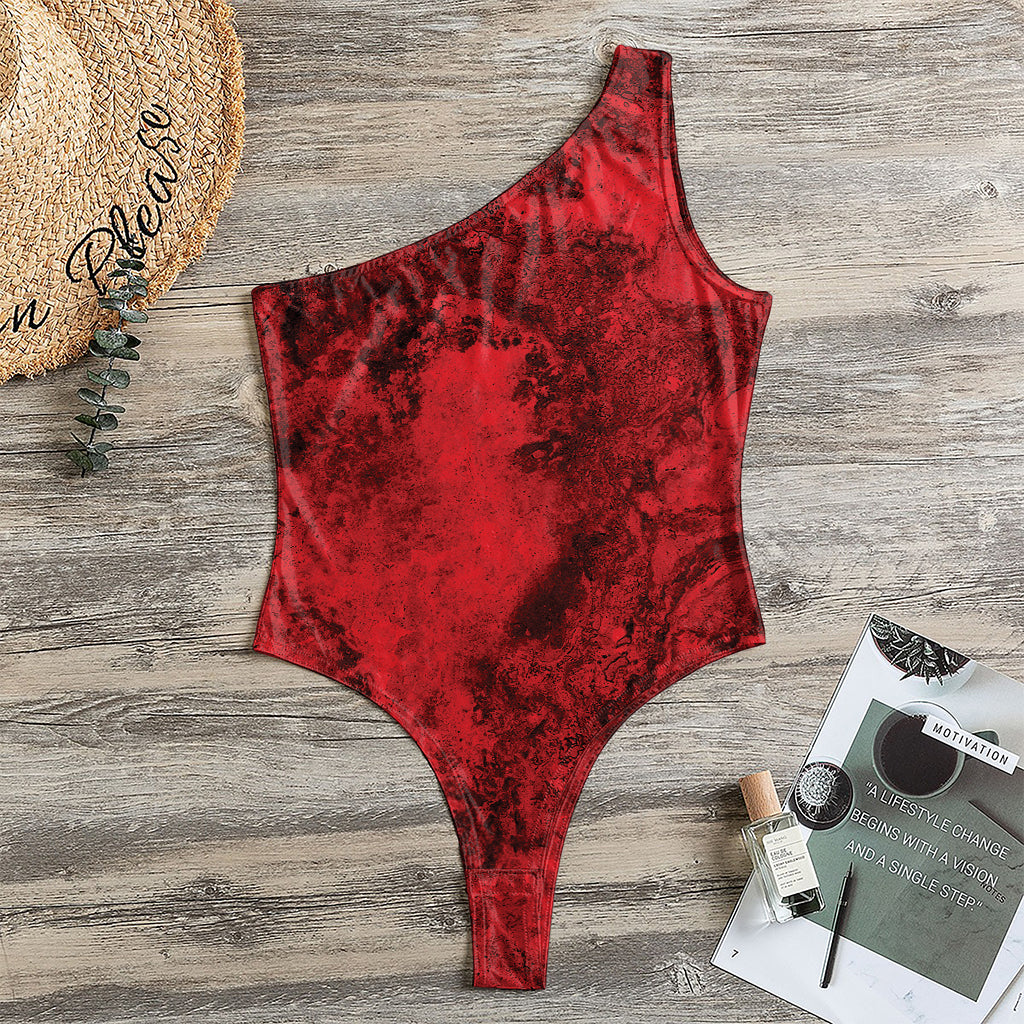 Red Blood Print One Shoulder Bodysuit