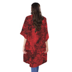 Red Blood Print Open Front Beach Cover Up