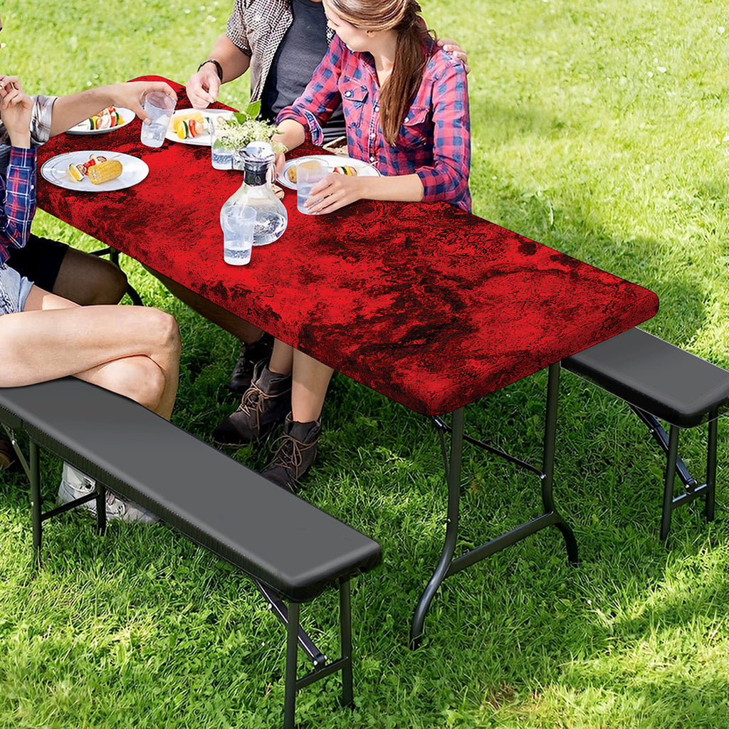 Red Blood Print Picnic Table Cover